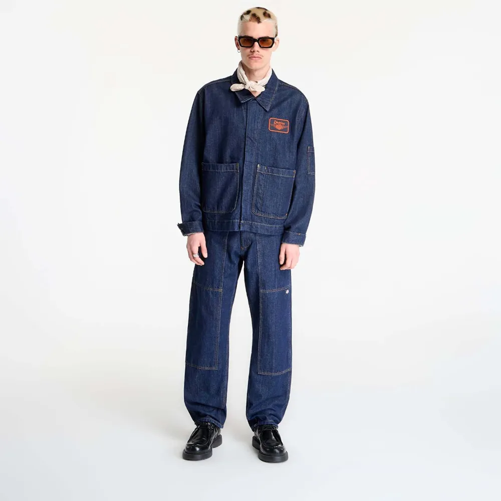 DICKIES Denim jack met logopatch Blauw