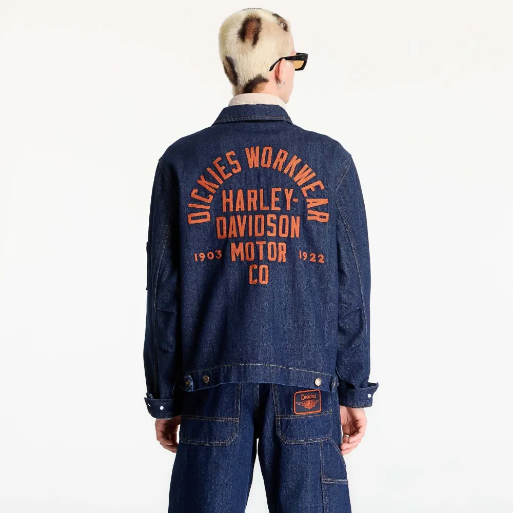 DICKIES Denim jack met logopatch Blauw
