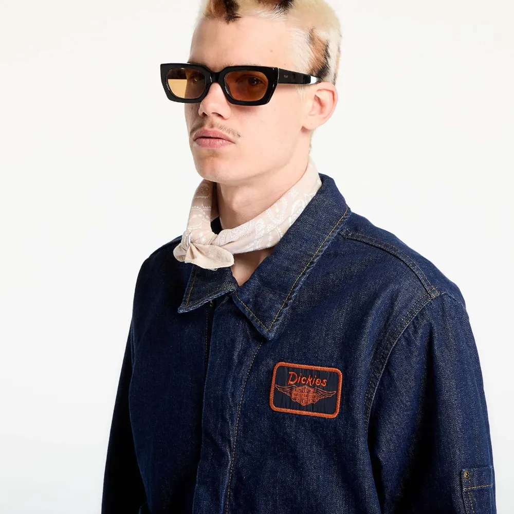 DICKIES Denim jack met logopatch Blauw