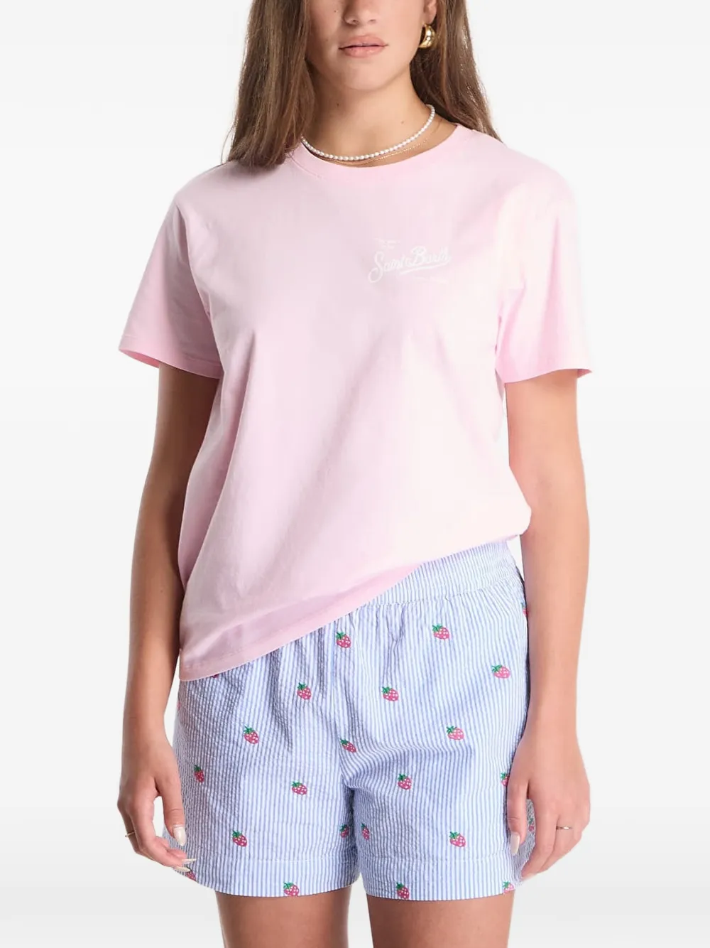 MC2 Saint Barth T-shirt met logoprint Roze
