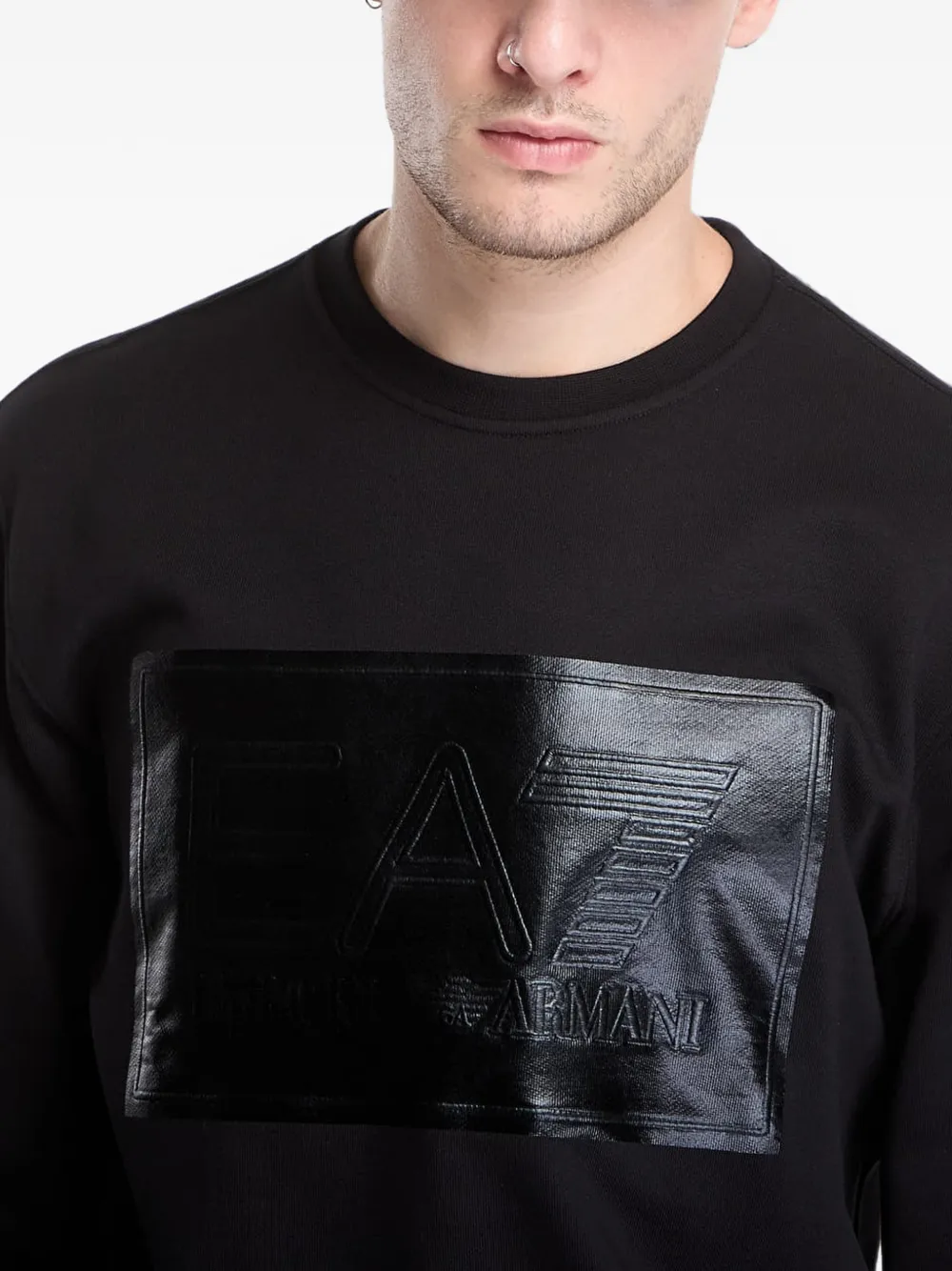 Ea7 Emporio Armani logo-patch long-sleeve sweater Zwart