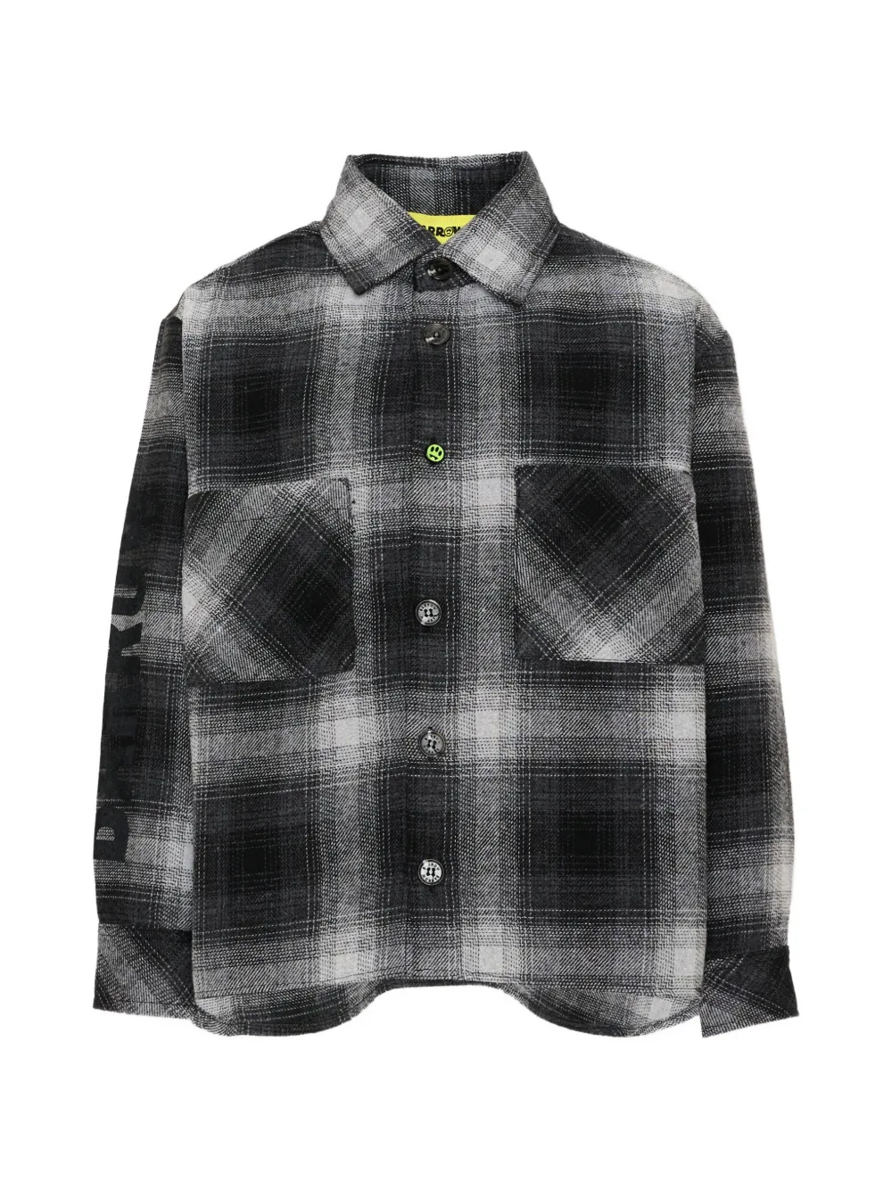 Barrow kids check-pattern logo-print shirt - Schwarz