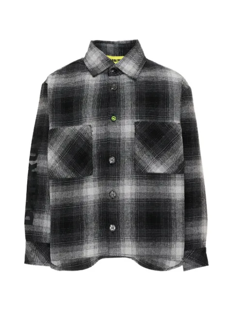 Barrow kids check-pattern logo-print shirt