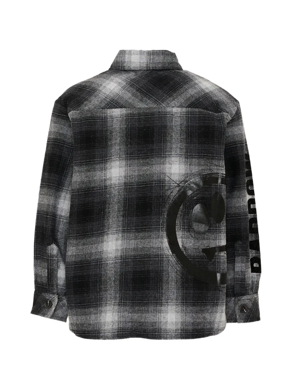 Barrow kids check-pattern logo-print shirt Zwart