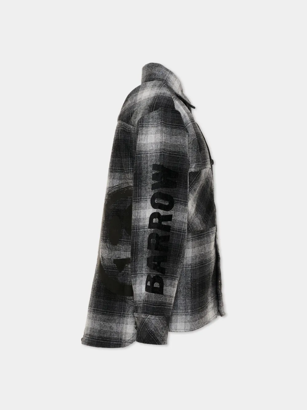 Barrow kids check-pattern logo-print shirt Zwart