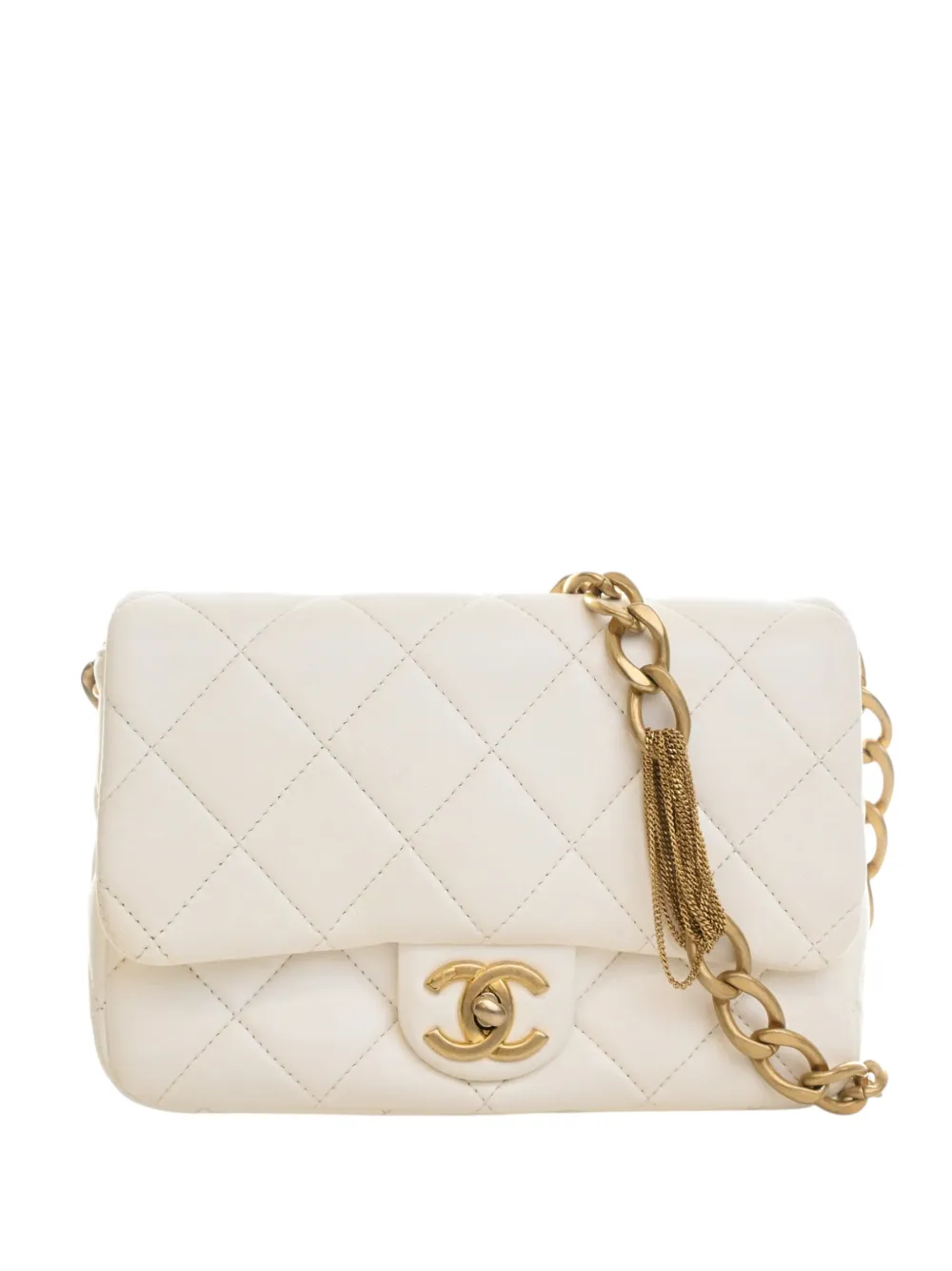 CHANEL Pre-Owned 2021-2026 Small Quilted Lambskin Chain Flap shoulder bag - Bianco
