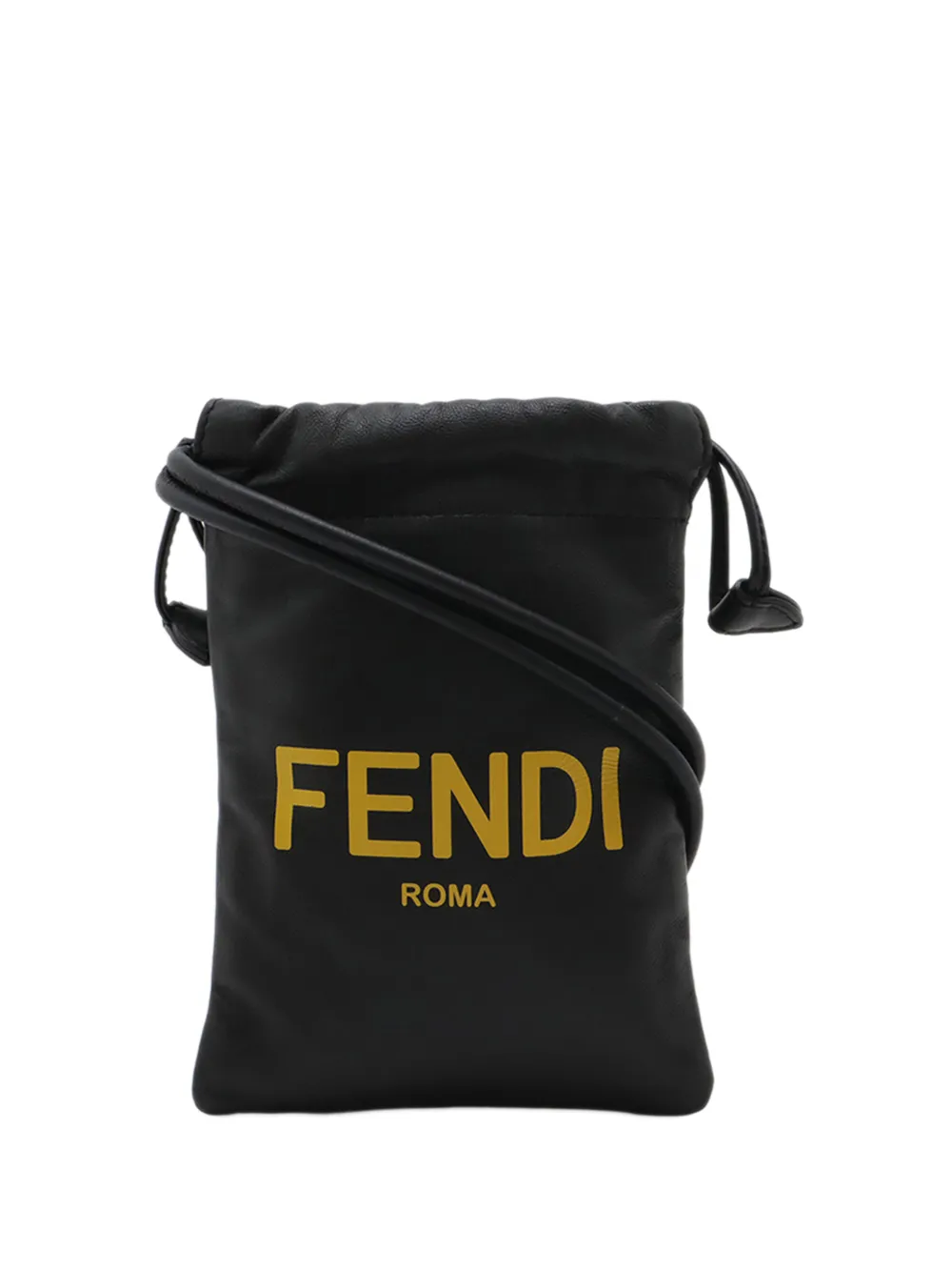 Pre-owned Fendi 2010-2026 Nappa Logo Neck Phone Pouch In Black
