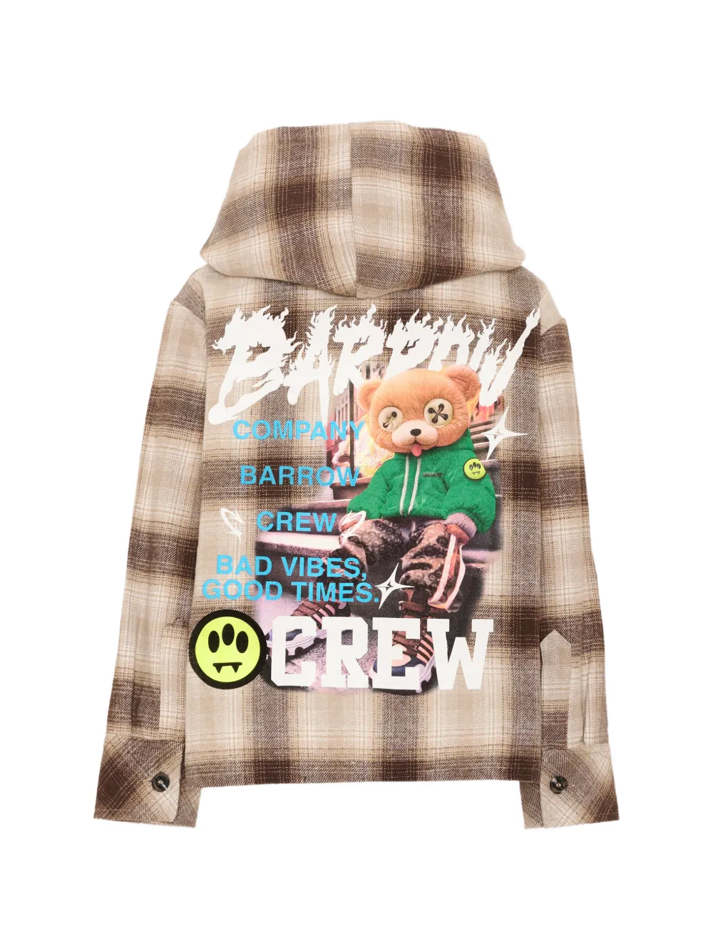 Barrow kids Geruit shirt met capuchon Bruin