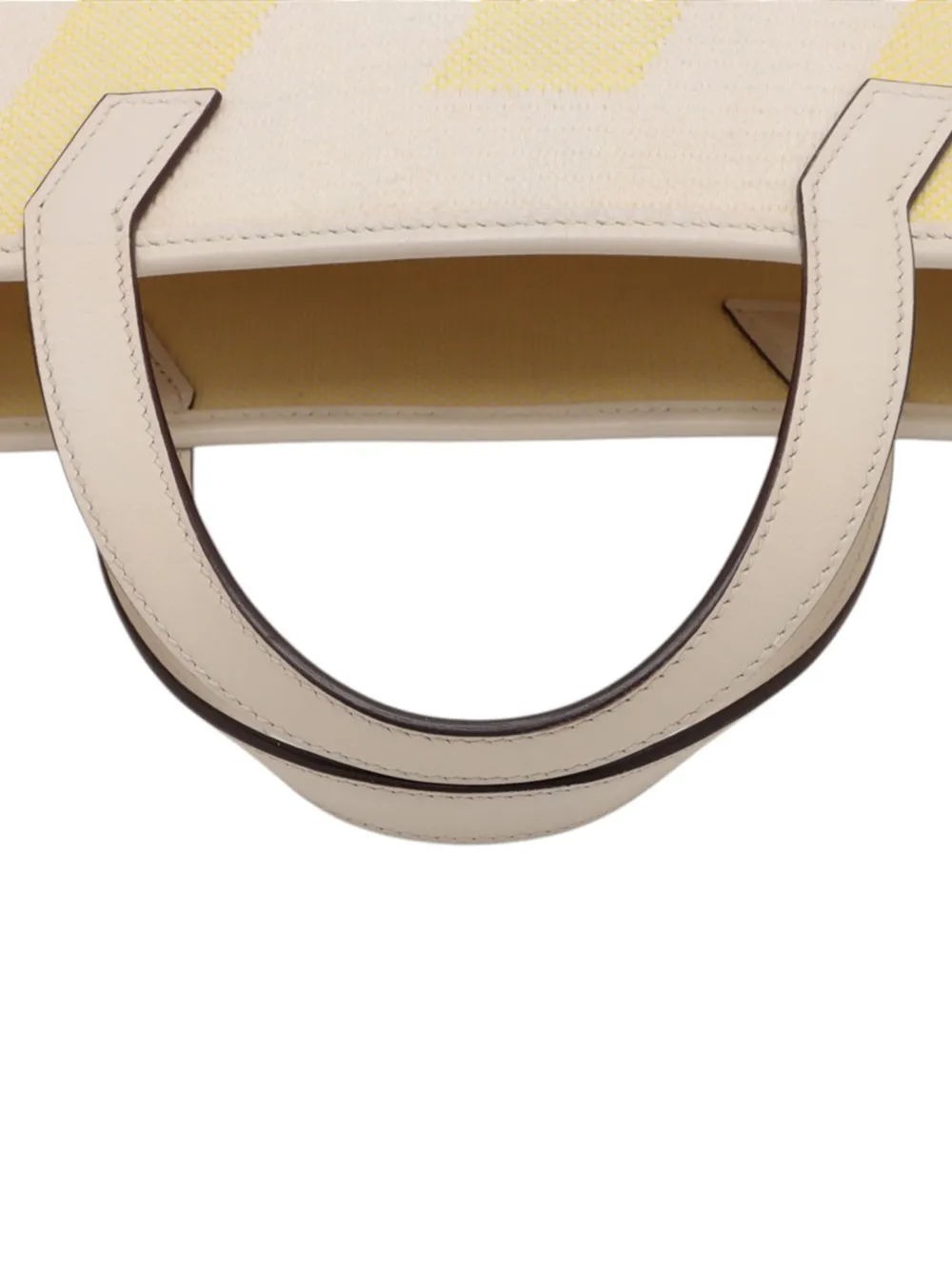 Hermès Pre-owned 2023 Toile and Swift Cabas H En Biais 27 Satchel in White, view 2