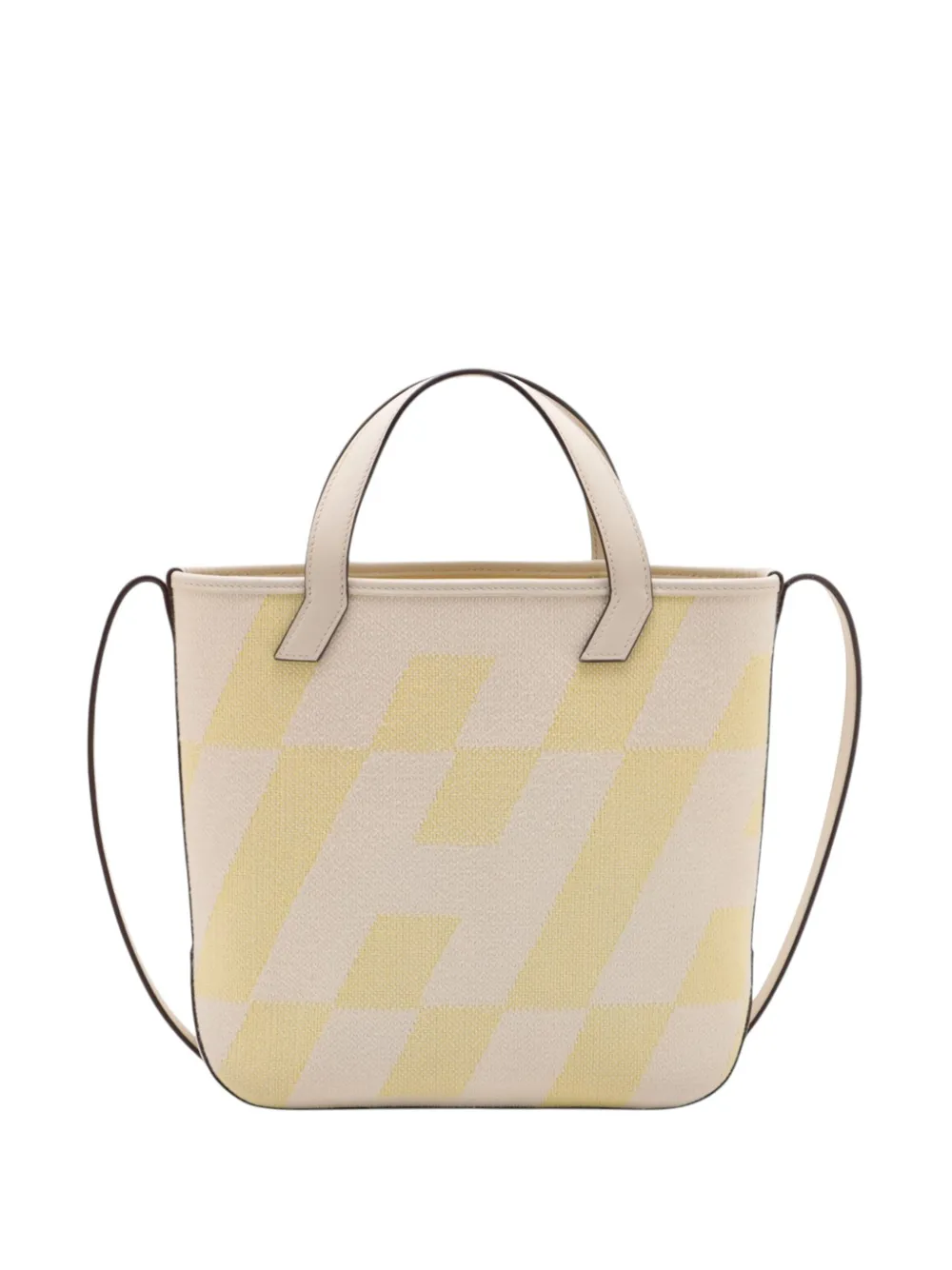 Hermès Pre-owned 2023 Toile and Swift Cabas H En Biais 27 Satchel in White, view 3