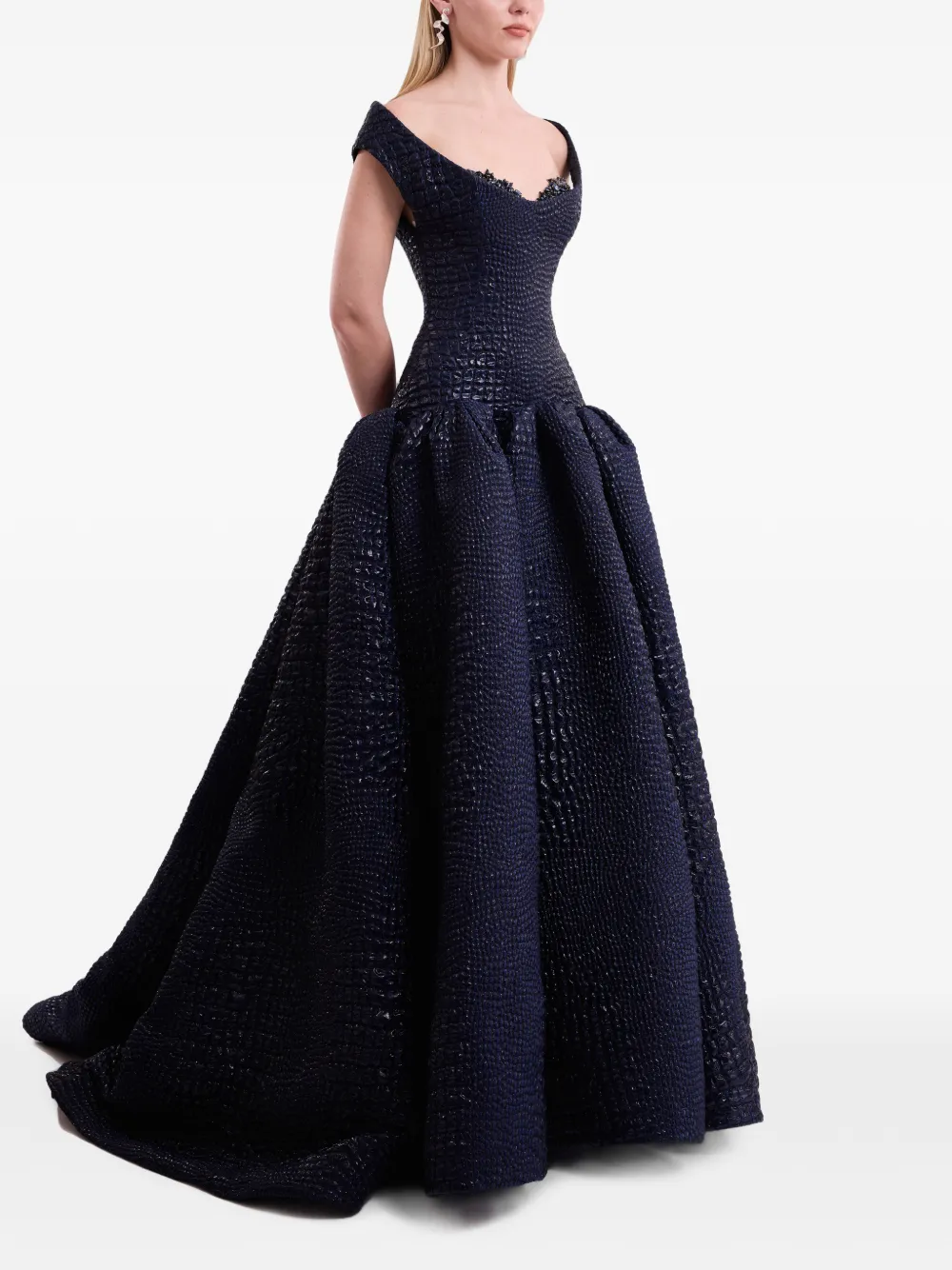 Gemy Maalouf Off-shoulder sweetheart jurk Blauw