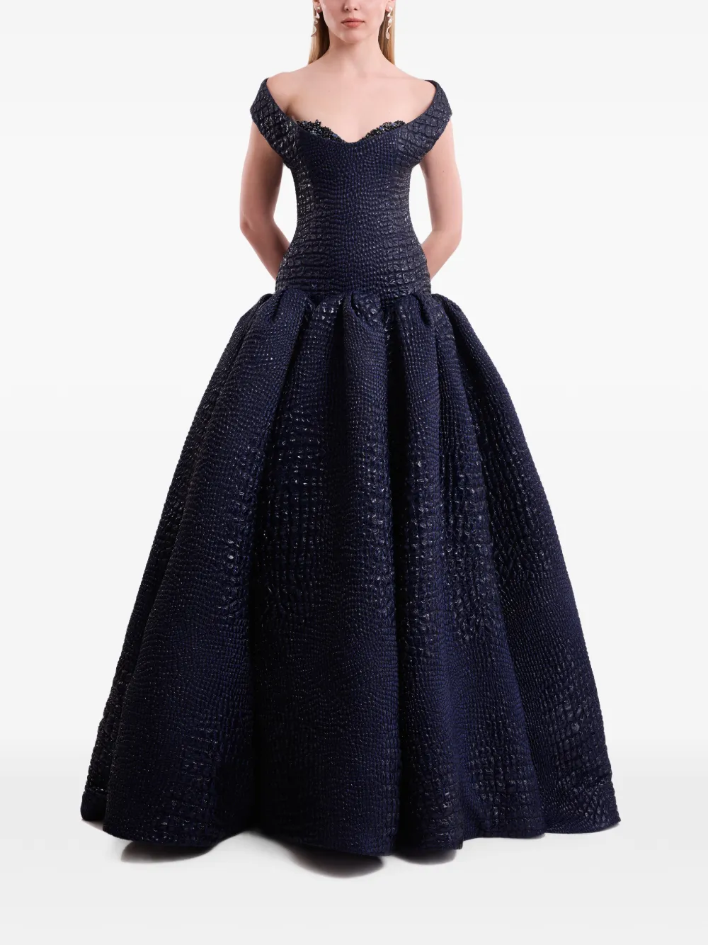 Gemy Maalouf Off-shoulder sweetheart jurk Blauw