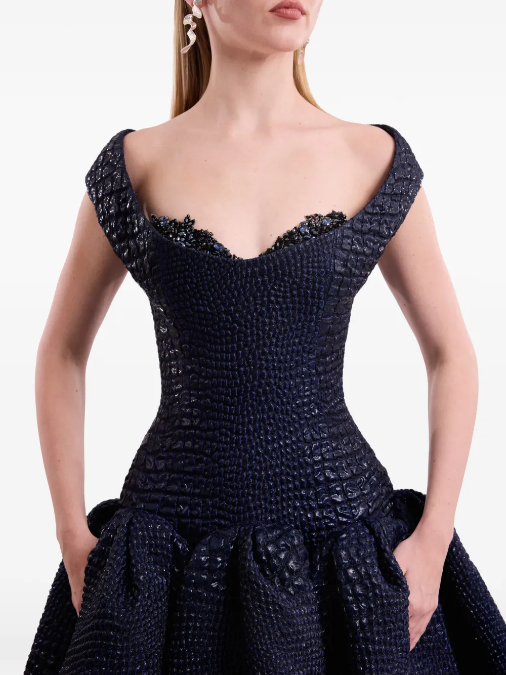 Gemy Maalouf Off-shoulder sweetheart jurk Blauw