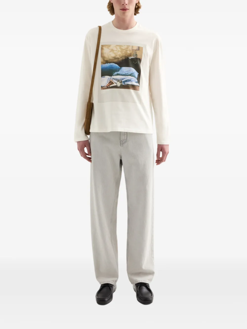 Jil Sander Katoenen T-shirt met ronde hals Beige