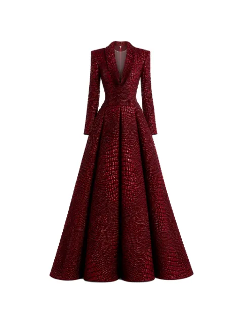 Gemy Maalouf croc-effect V-neck dress