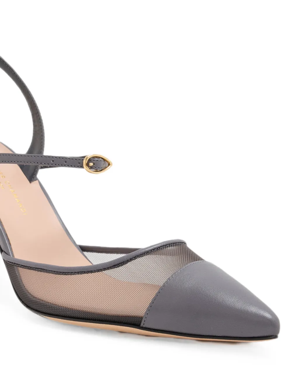 Jennifer Chamandi Vittorio mesh-panel slingback pumps Grijs