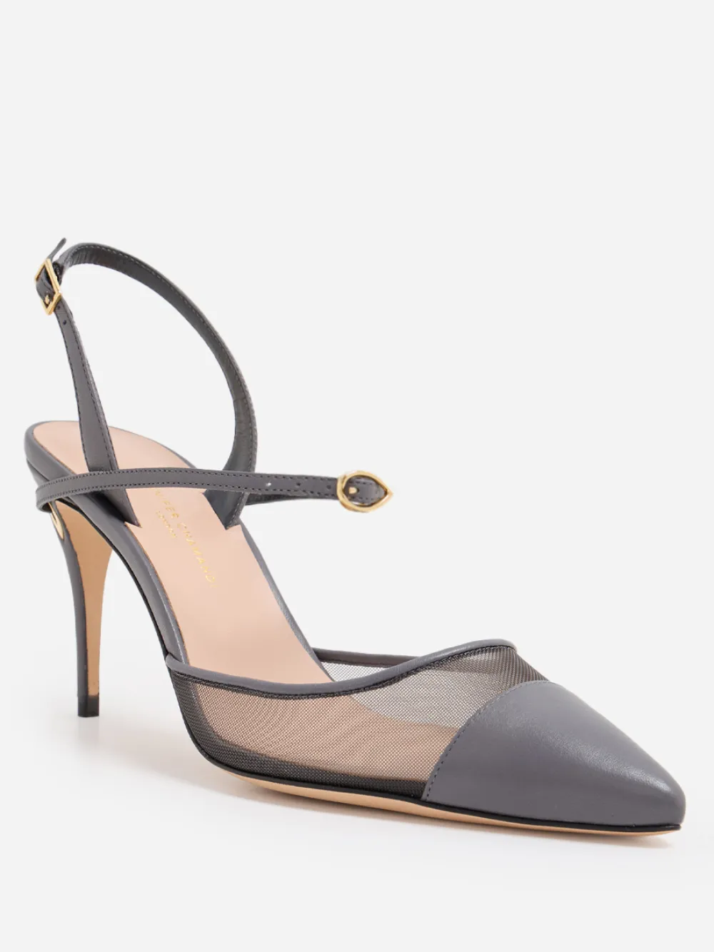 Jennifer Chamandi Vittorio mesh-panel slingback pumps Grijs