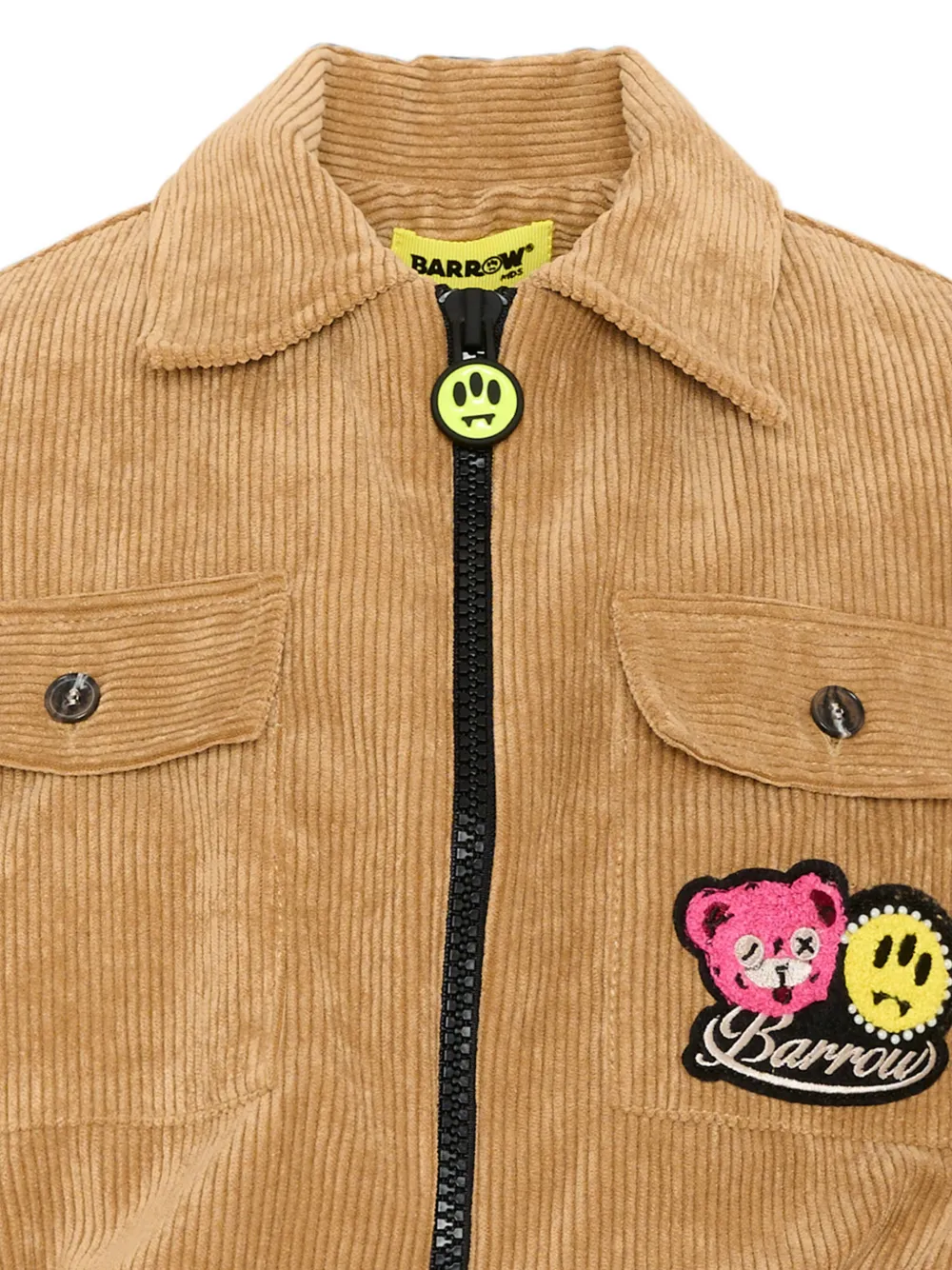 Barrow kids Ribfluwelen jack met logo-patch Beige