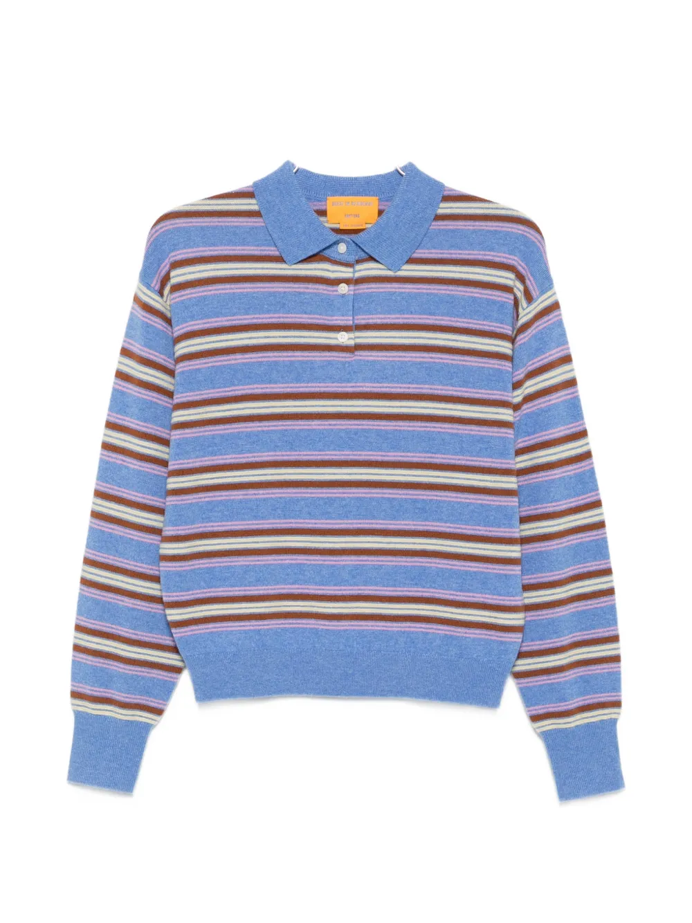 Guest In Residence striped long-sleeves polo top - Blau