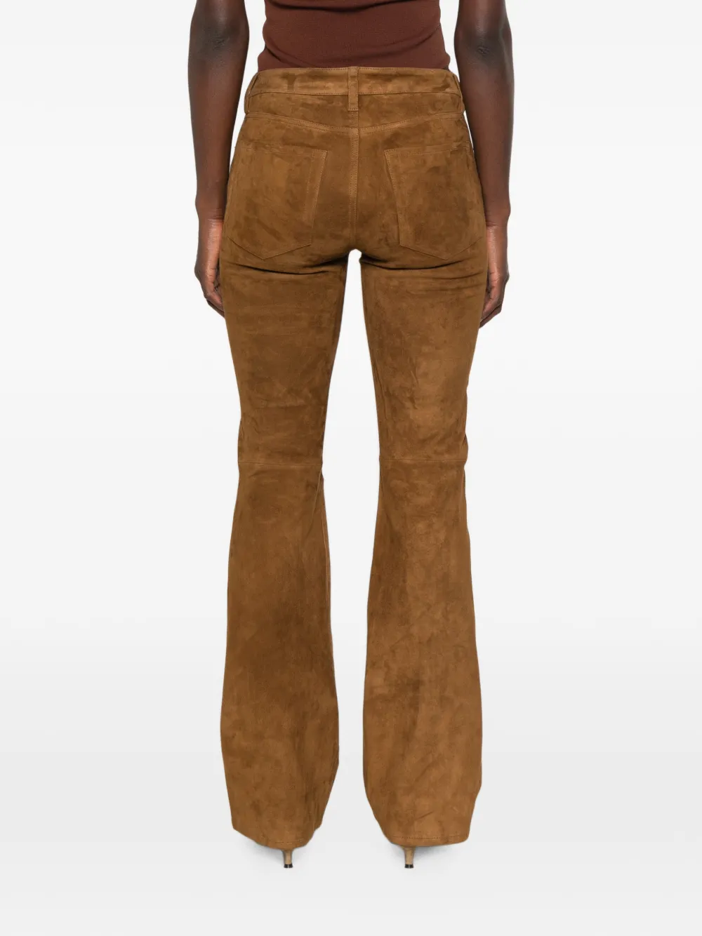 FRAME The Rodeo suède flared broek Bruin
