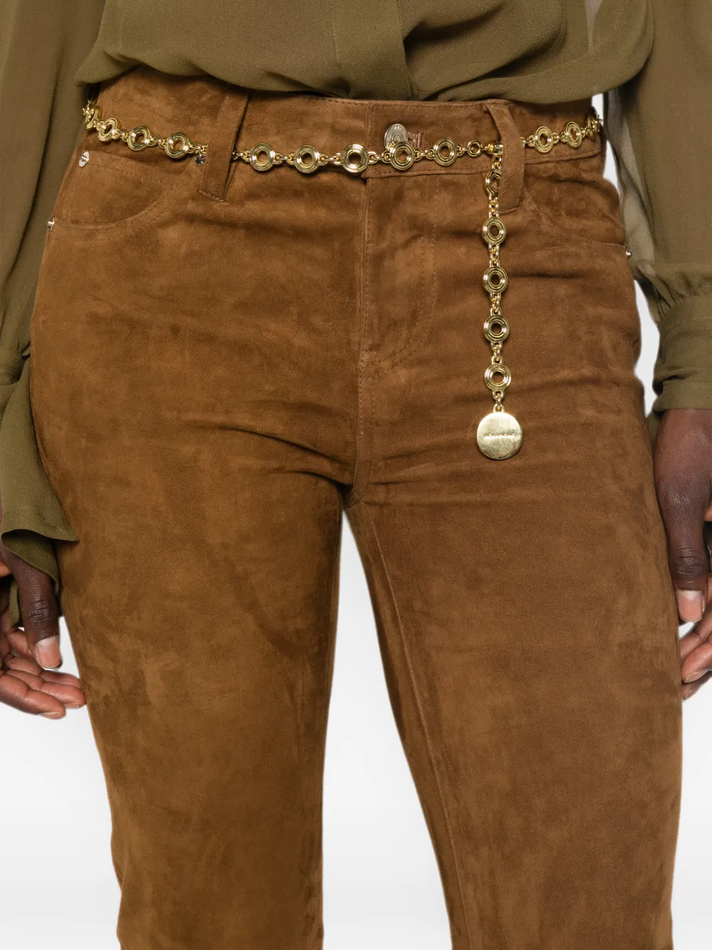FRAME The Rodeo suède flared broek Bruin