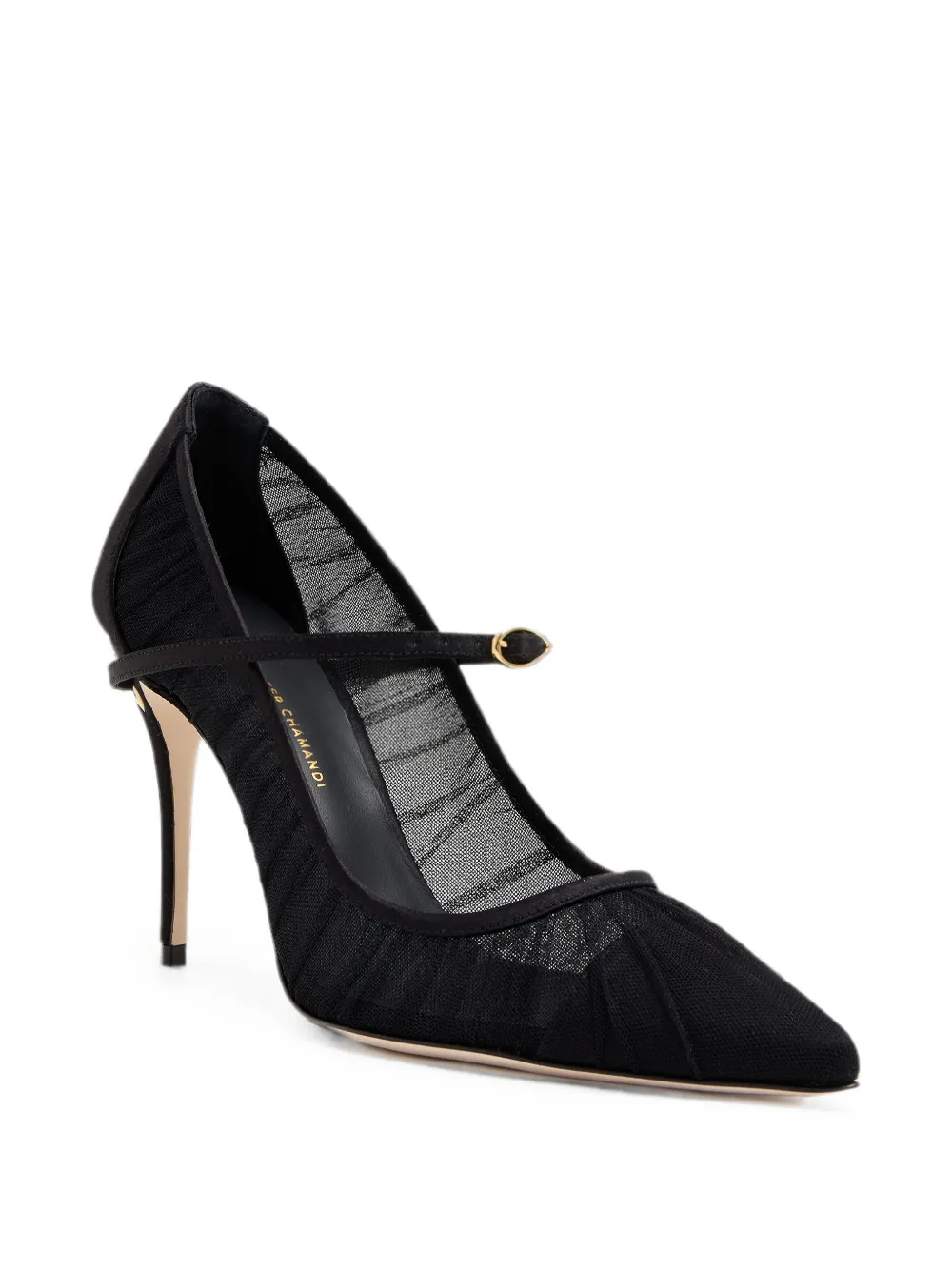 Jennifer Chamandi Lorenzo mesh-panelled pumps Zwart