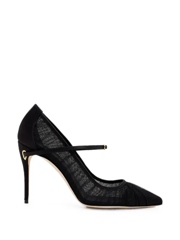 Jennifer Chamandi Lorenzo Mesh-panelled Pumps in Black