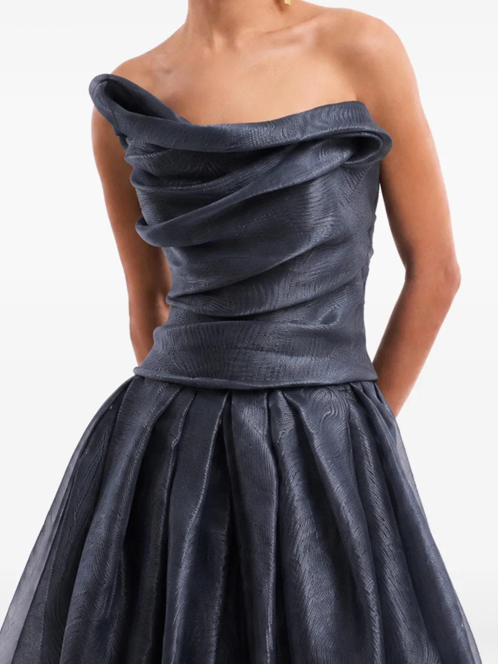 Gemy Maalouf Gedrapeerde avondjurk Blauw