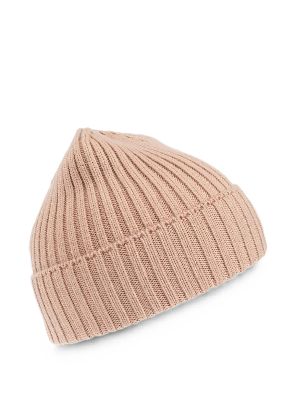 Moncler Enfant Ribgebreide muts met logo-patch Beige
