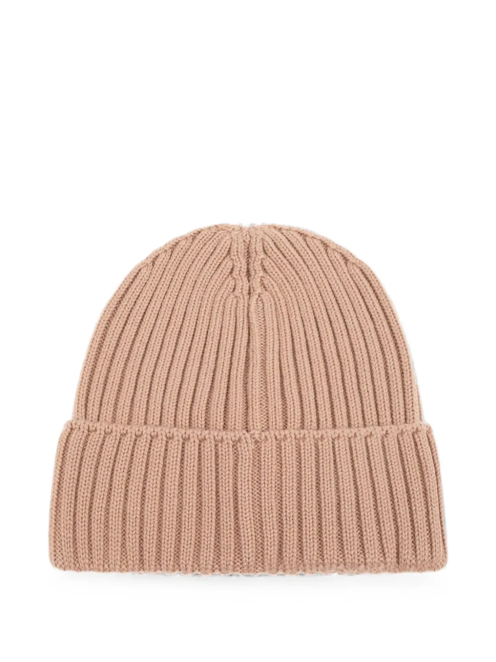 Moncler Enfant Ribgebreide muts met logo-patch Beige