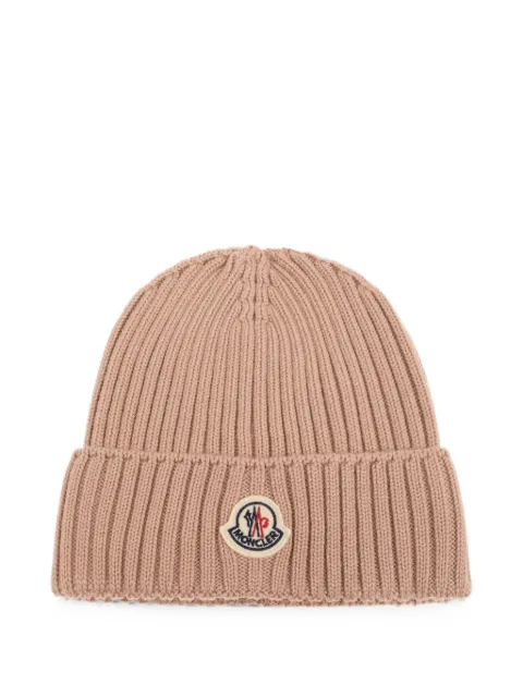 Moncler Enfant logo-patch ribbed-knit beanie hat