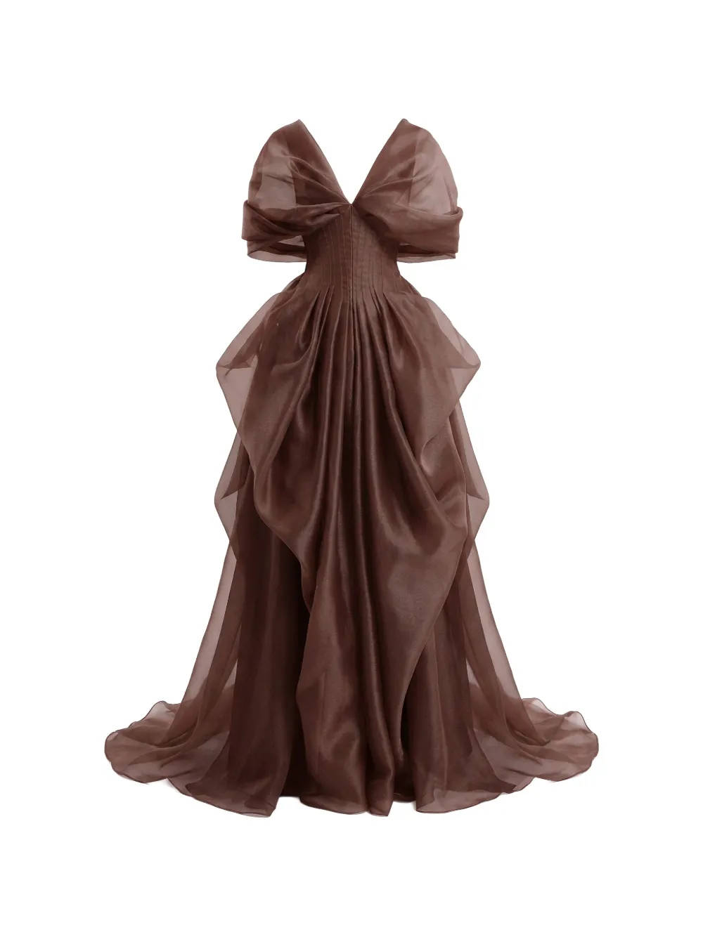 Gemy Maalouf draped V-neck corset dress - Brown