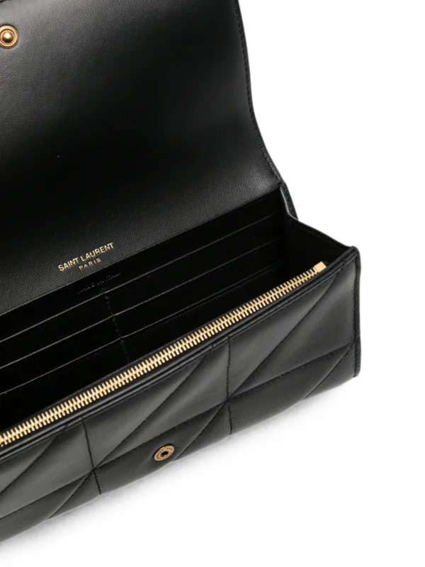 Saint Laurent Jamie Large Flap Wallet In Lambskin | Black | FARFETCH