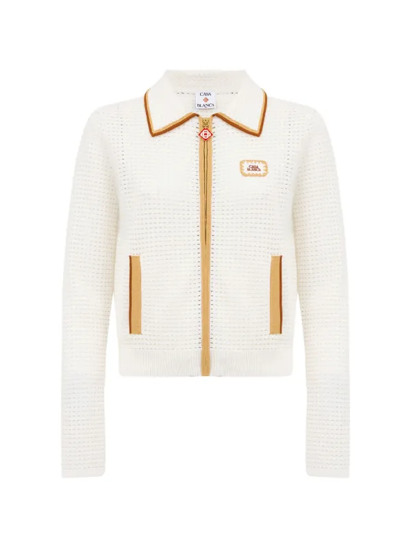 Casablanca Piping-detail Collared Jacket in White