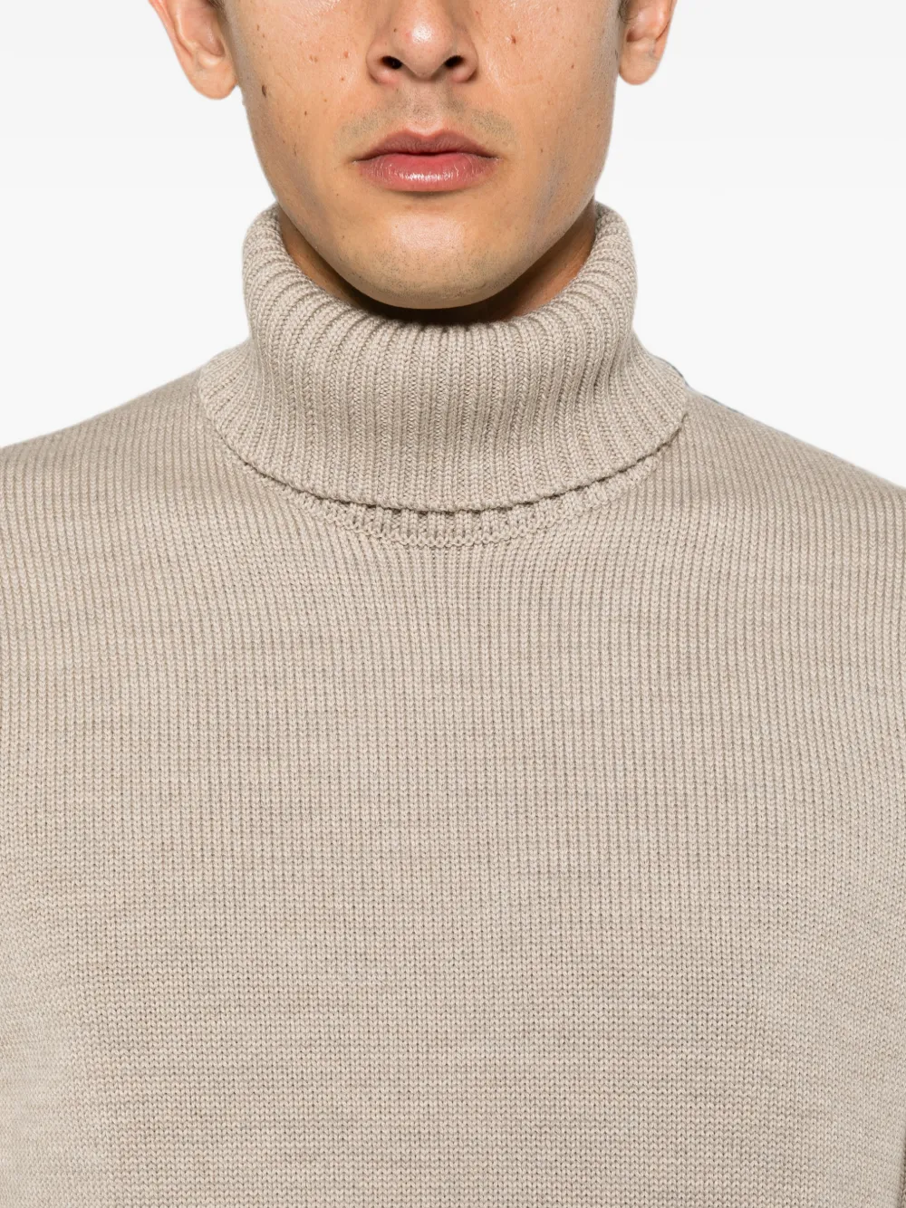 Zanone Ribgebreide coltrui Beige