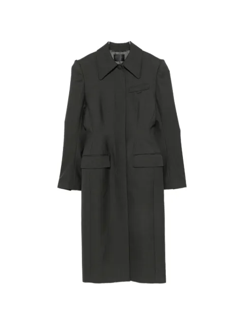 Mugler padded-shoulder concealed-fastening coat