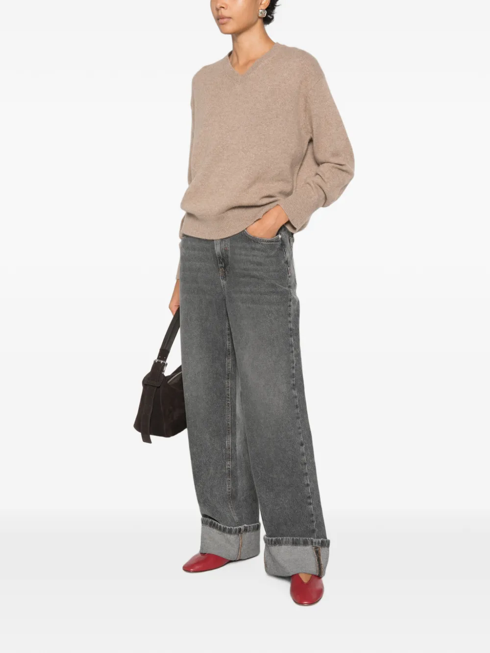 'S Max Mara Maglione con scollo a V - Marrone