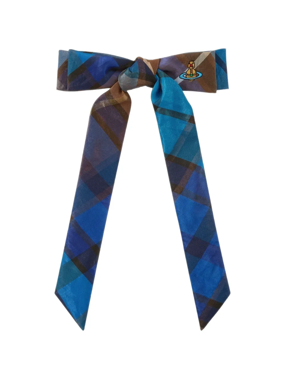 Vivienne Westwood Flyes tartan bow hair clip - Blu