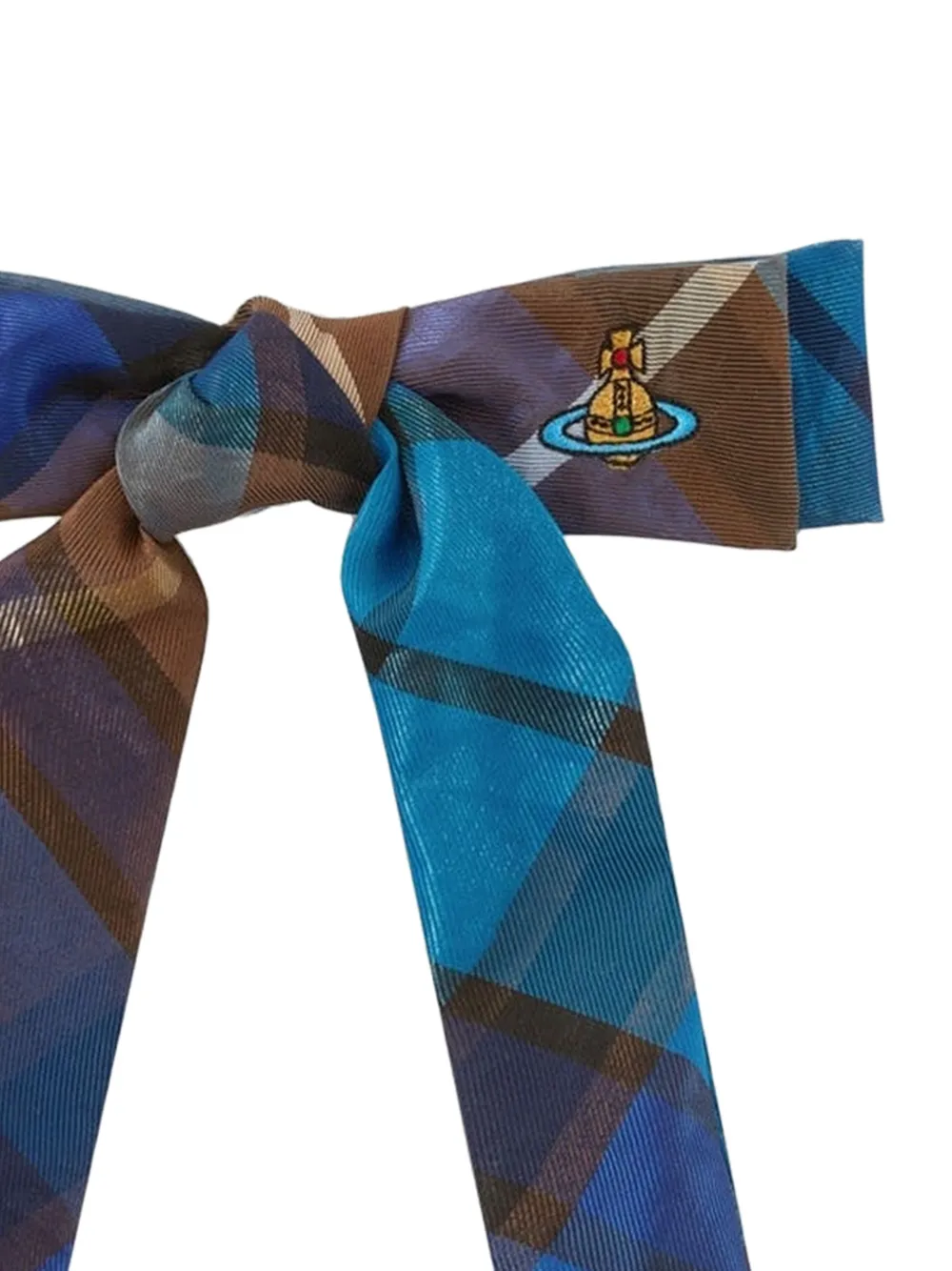 Vivienne Westwood Flyes haarclip met tartan strik Blauw