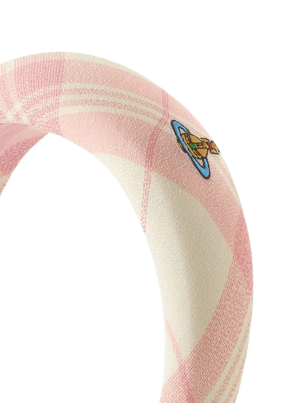 Vivienne Westwood Geruite haarband met Orb-borduurwerk Beige
