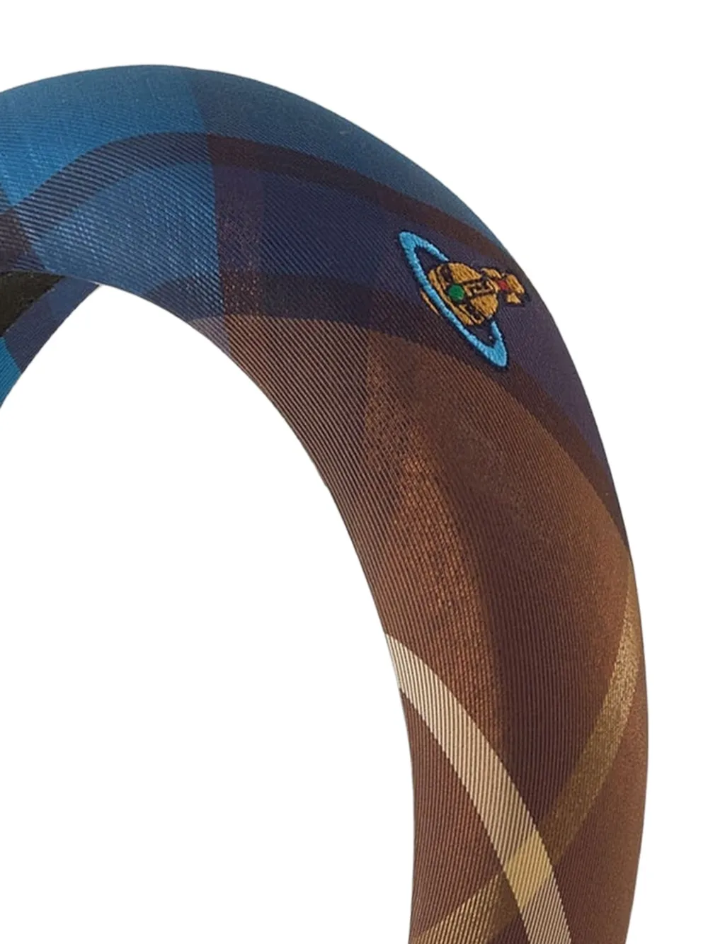 Vivienne Westwood tartan-print Orb-embroidered headband Blauw