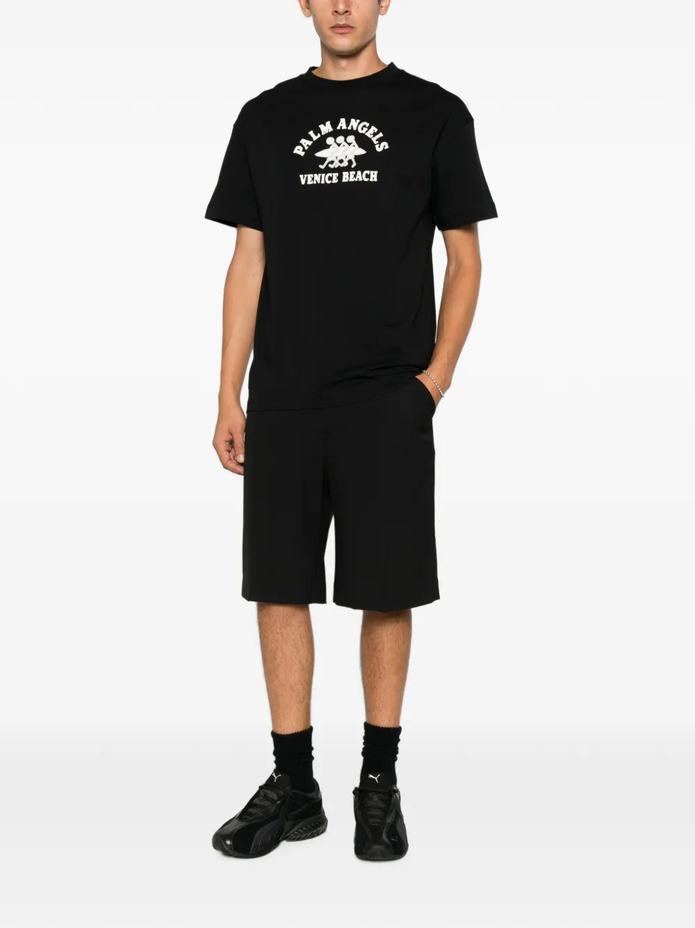 Palm Angels Venice Beach graphic-print T-shirt Zwart