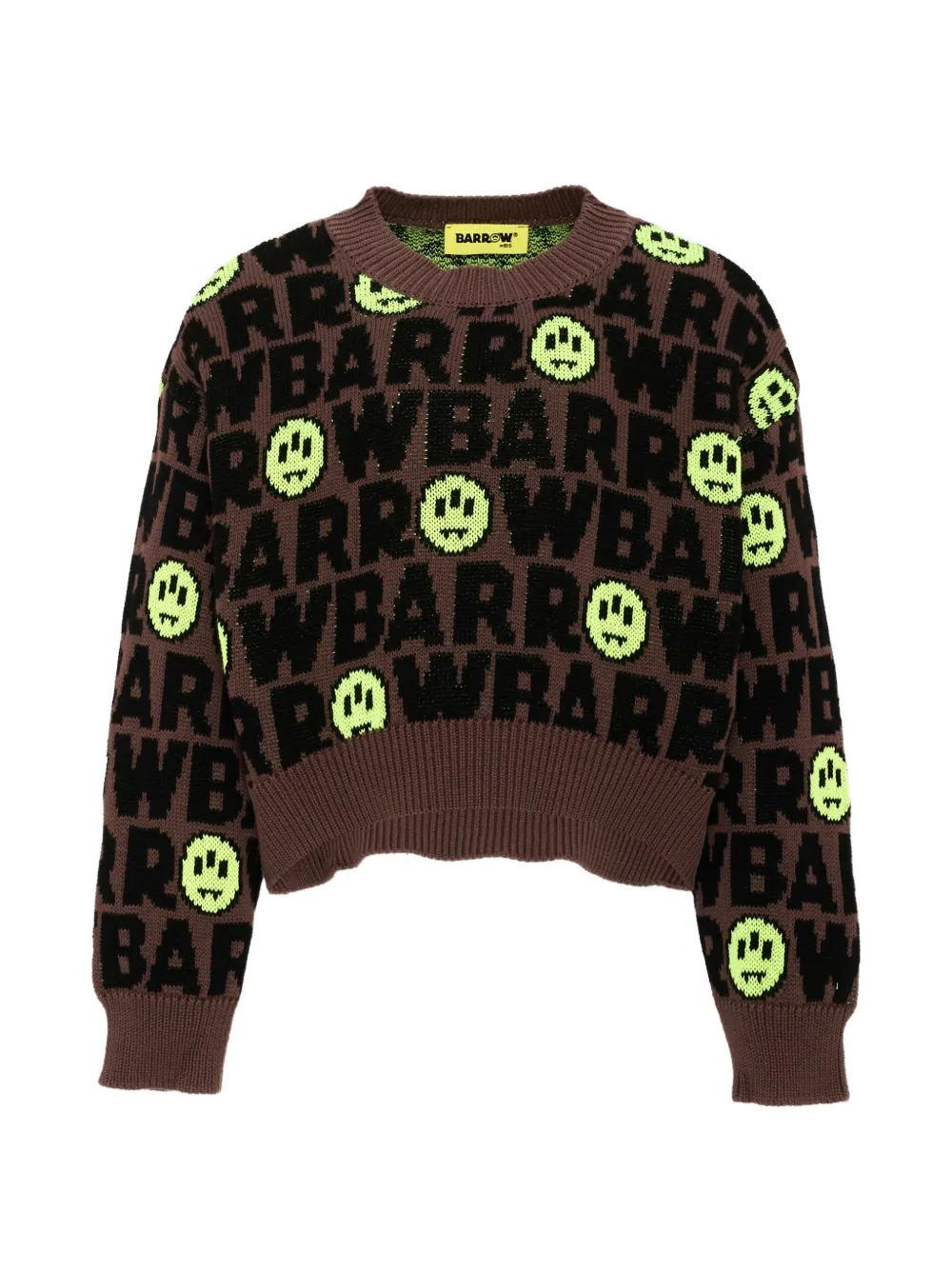 Barrow kids logo-intarsia knitted sweater - Marrone