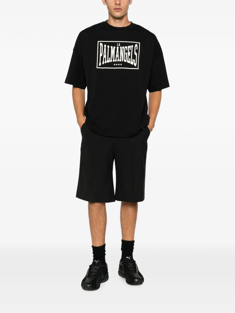 Palm Angels Vintage Box Logo T-shirt met print en korte mouwen Zwart