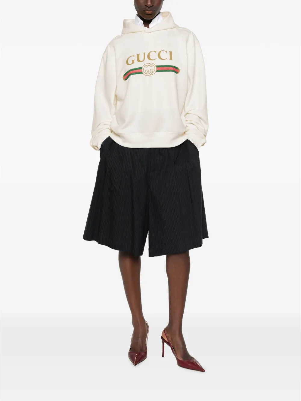 Gucci Hoodie met logoprint Wit