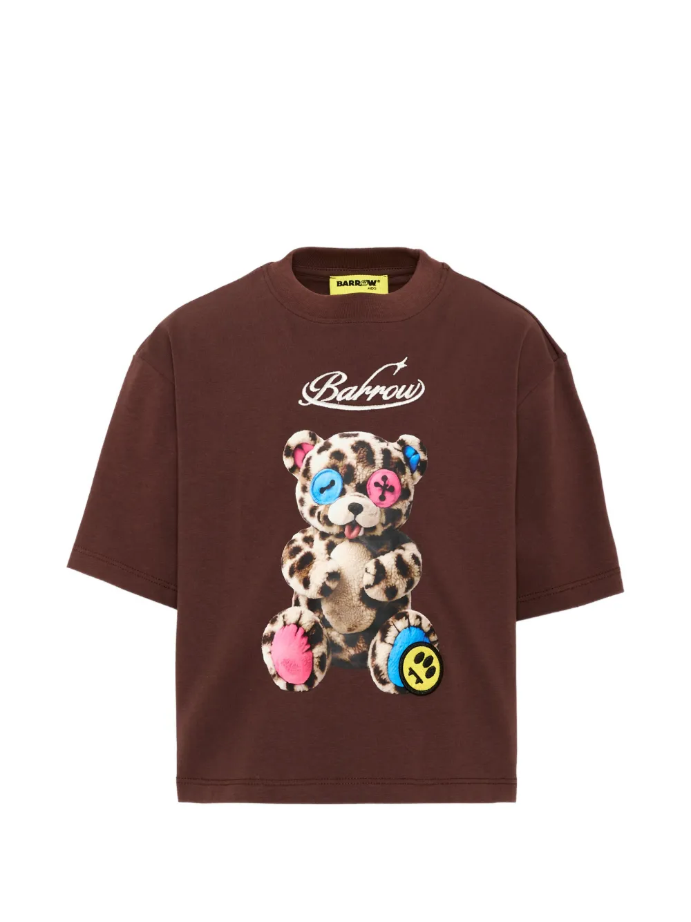 Barrow kids teddy-bear print cotton T-shirt - Marrone