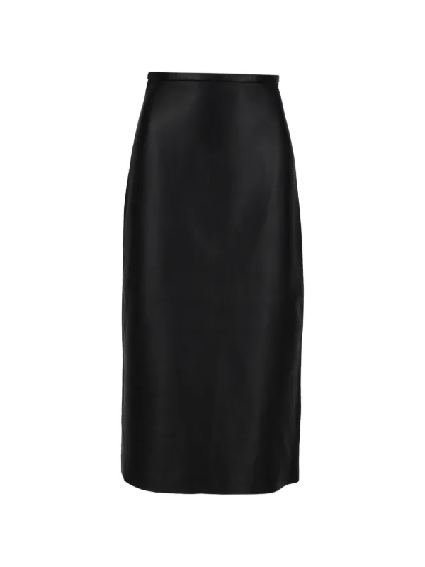 Co Leather Midi Skirt in Black