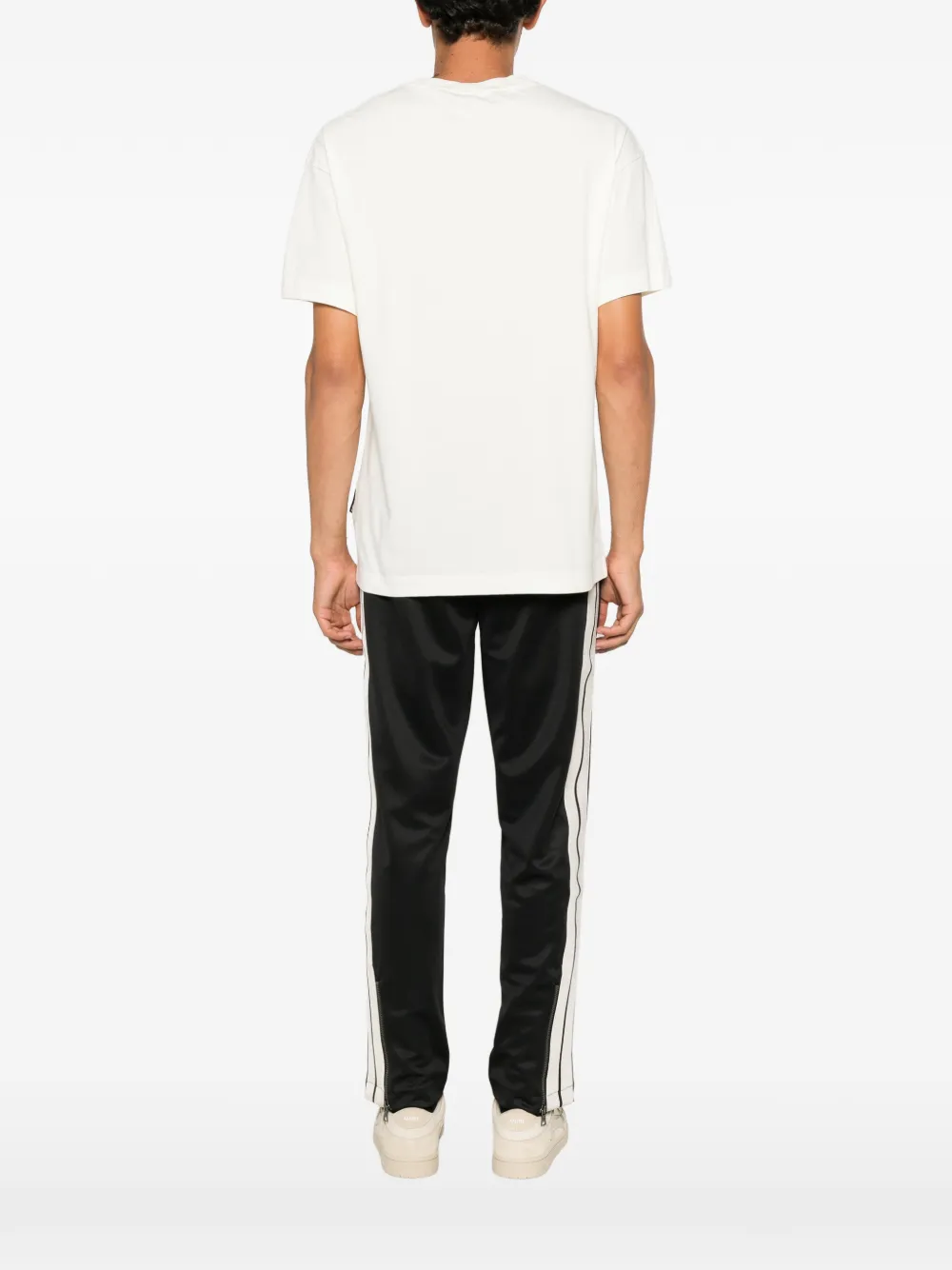 Palm Angels Neck Logo printed T-shirt Beige