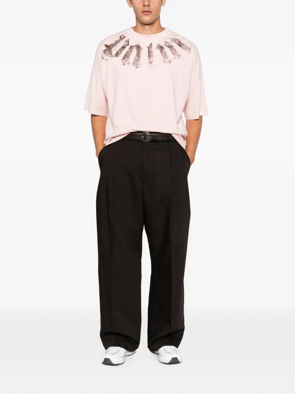 Palm Angels Big Neck Logo T-shirt met print Roze
