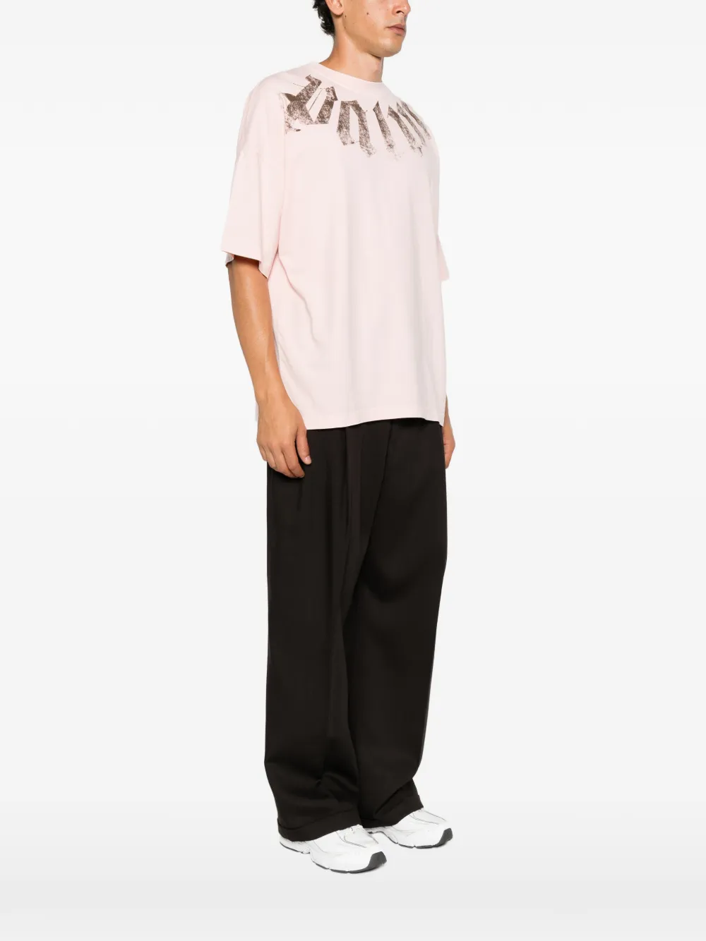 Palm Angels Big Neck Logo T-shirt met print Roze